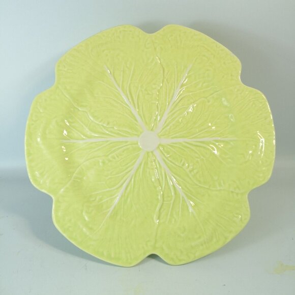 Bordallo Pinheiro Cabbage Light Green 12" Pedestal Cake Stand RARE Majolica - Picture 2 of 7